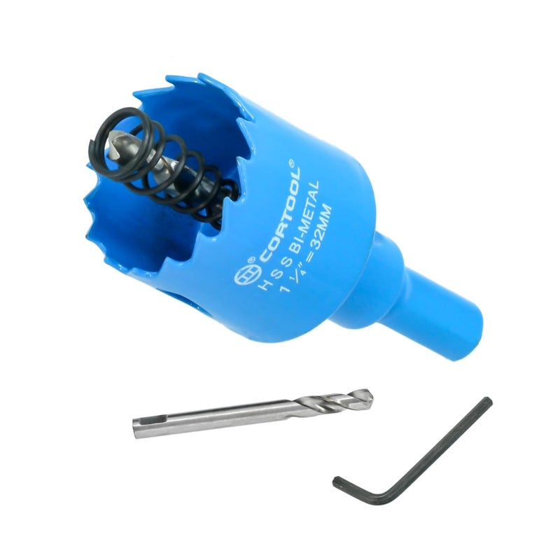Cortool 1-1/4 Inch Hole Saw with Arbor for Metal and Wood Cutting, Bi-Metal Hole Cutter, 1-1/4" Hole Saw Kit for Drywall, Wood, PVC Boards, Fiberglass and Vent Pipes - Image 1